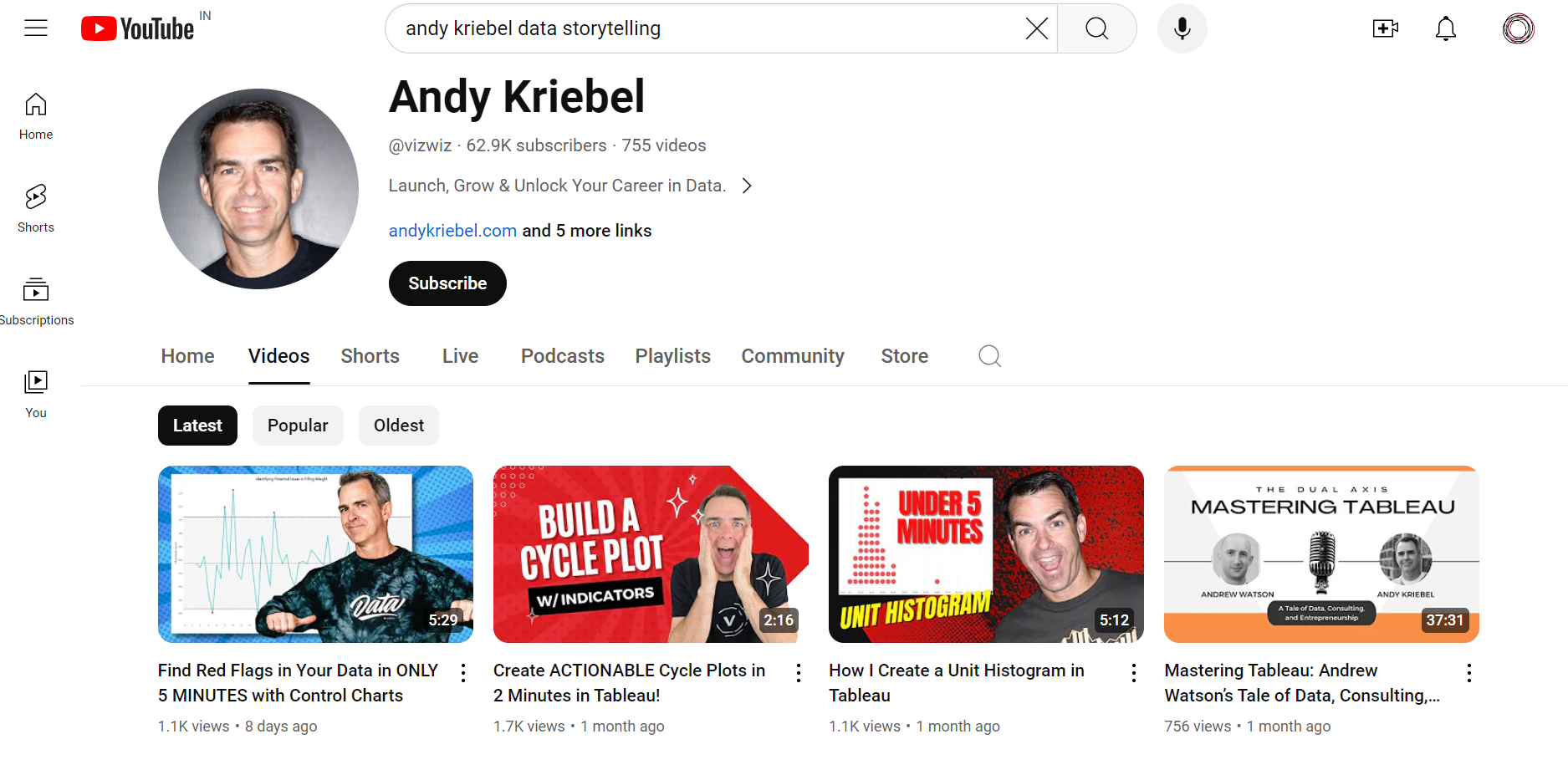 Andy Kriebel YouTube Channel